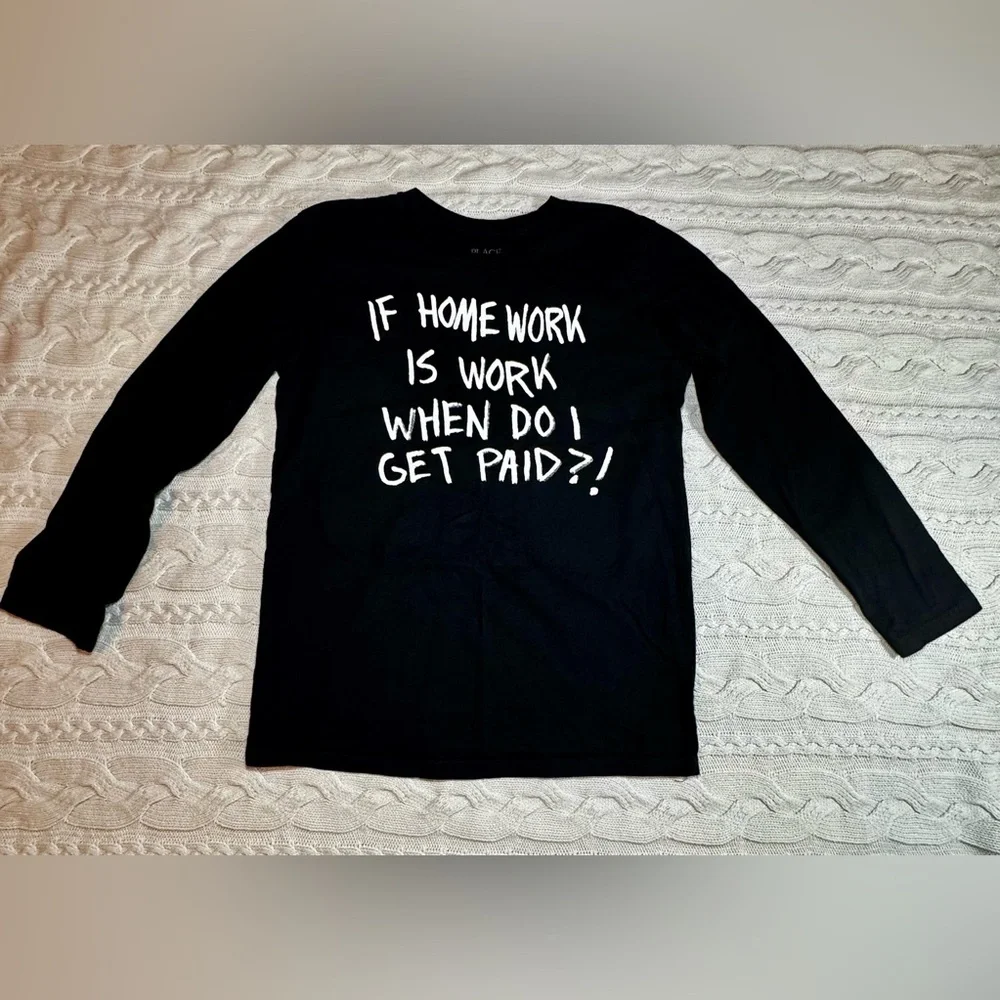 Kid’s Black Long Sleeve Funny Graphic Tee #1592